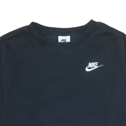 Nike Teens Black Regular Fit Crew Neck Fleece Sweatshirt - M