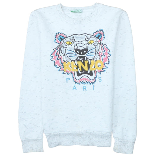 Kenzo Girls White Tiger Embroidered Pullover Sweatshirt 8 Years