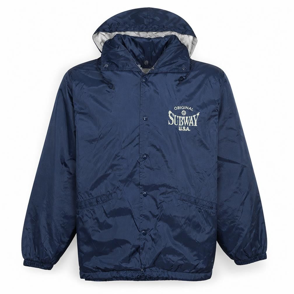 Subway USA Men’s Blue Nylon Hooded Windbreaker Jacket Size M