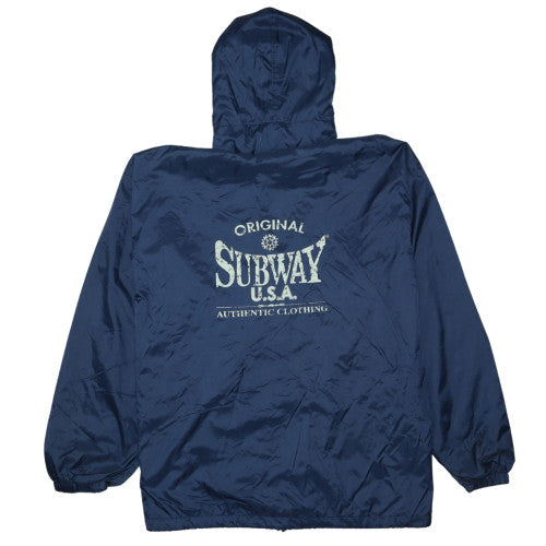 Subway USA Men’s Blue Nylon Hooded Windbreaker Jacket Size M