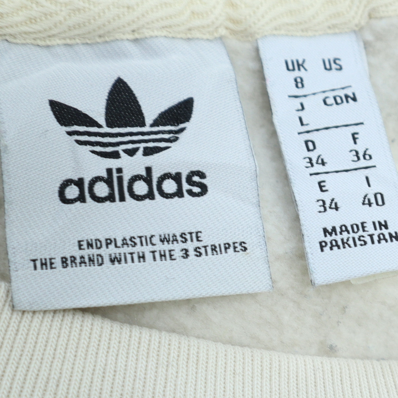 Adidas Women Beige Crew Neck Pullover Sweatshirt UK 8