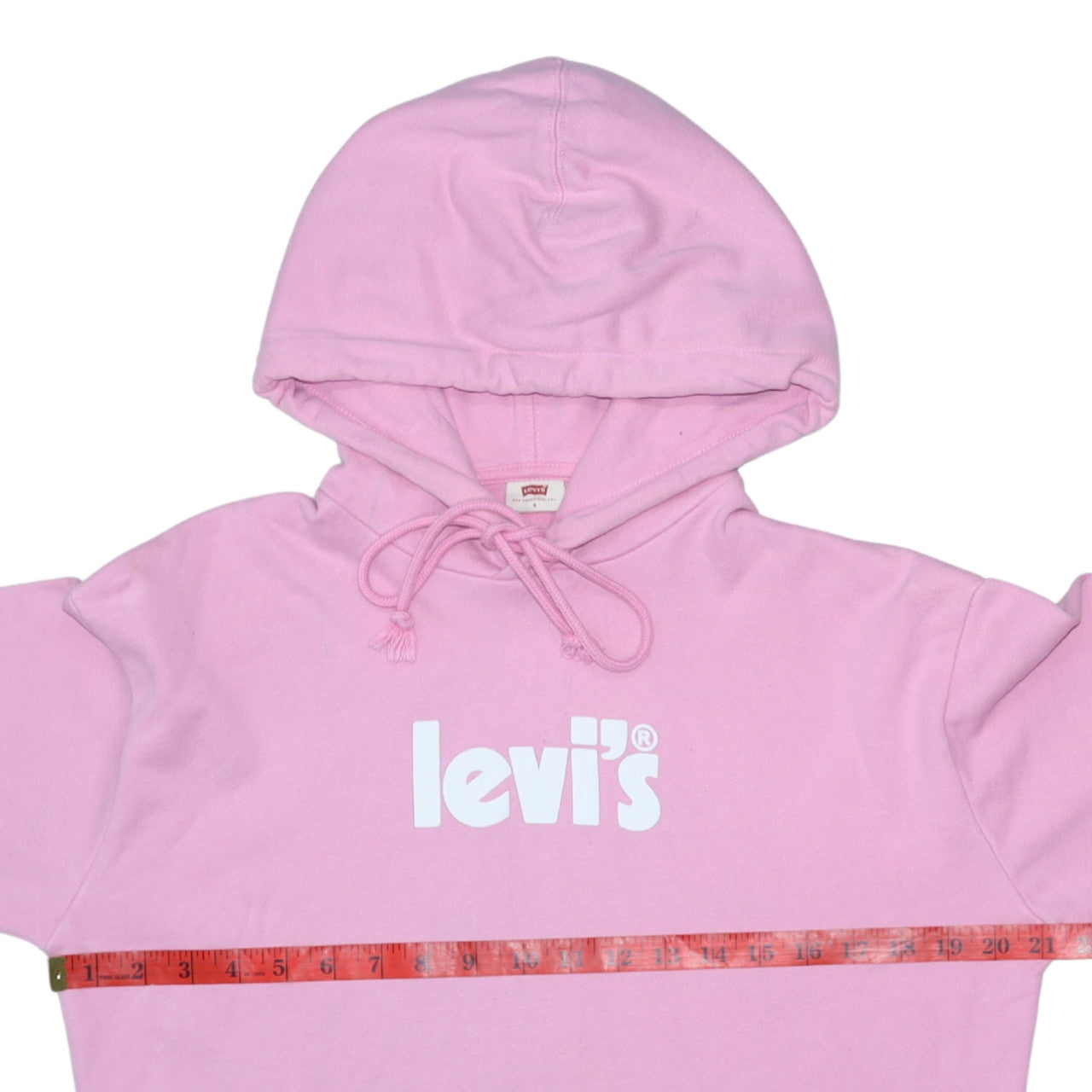 Levi's Women's Pink Pullover Hoodie Size S Logo Print Cotton Sweatshirt