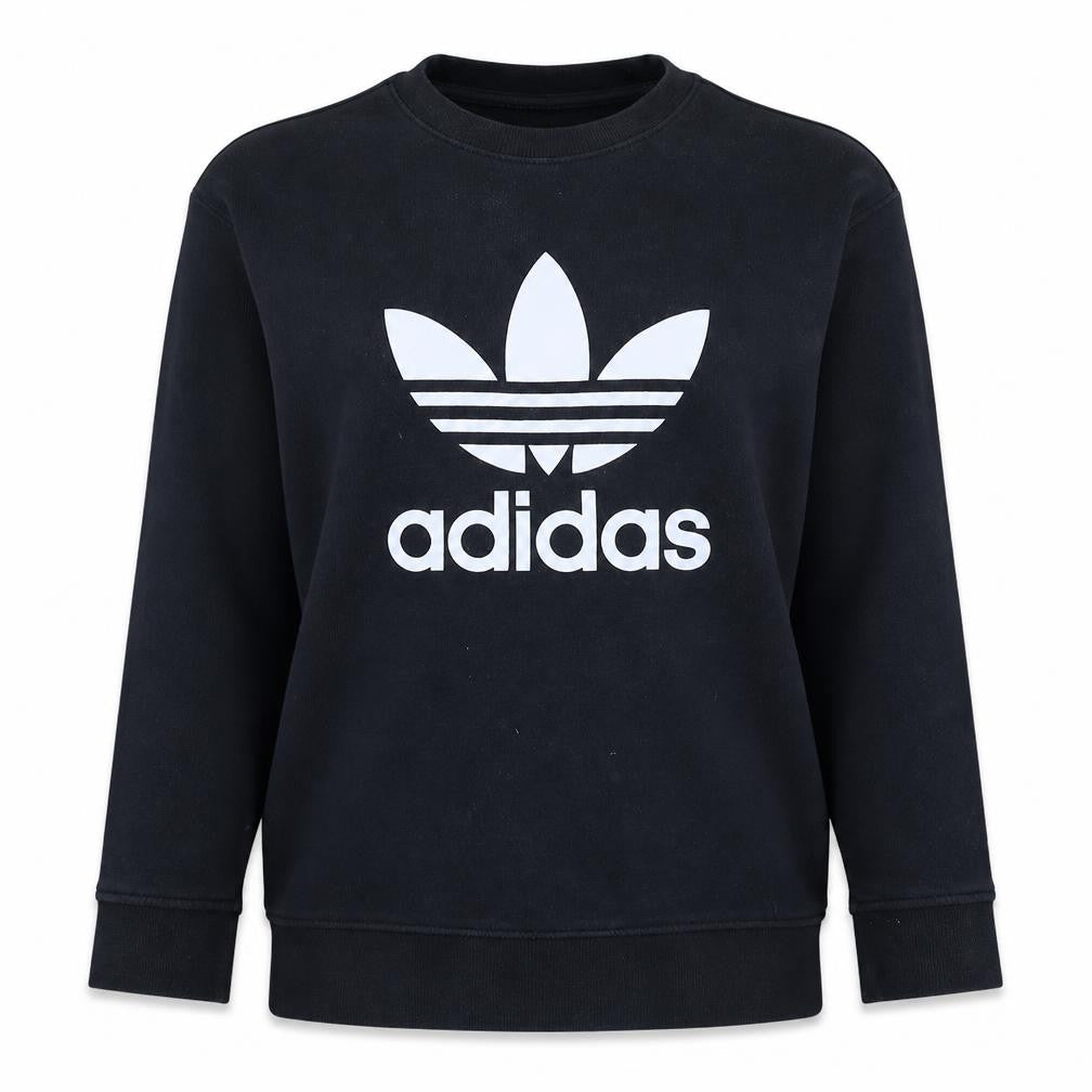 Adidas Womens Black Crew Neck Long Sleeve Logo Pullover Sweatshirt UK 16