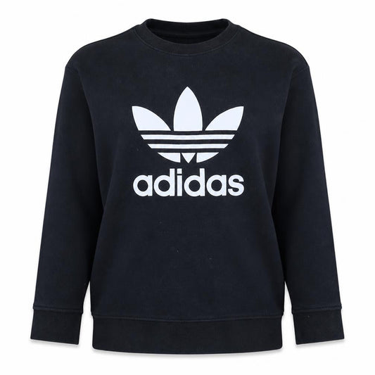 Adidas Womens Black Crew Neck Long Sleeve Logo Pullover Sweatshirt UK 16