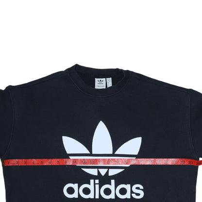 Back view of Adidas women’s black crew neck long sleeve logo pullover sweatshirt uk 16