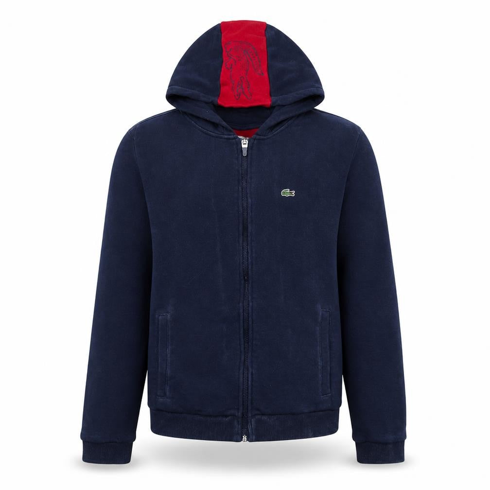 Lacoste Teens Blue Full Zip Hoodie Size 16 Cotton Blend