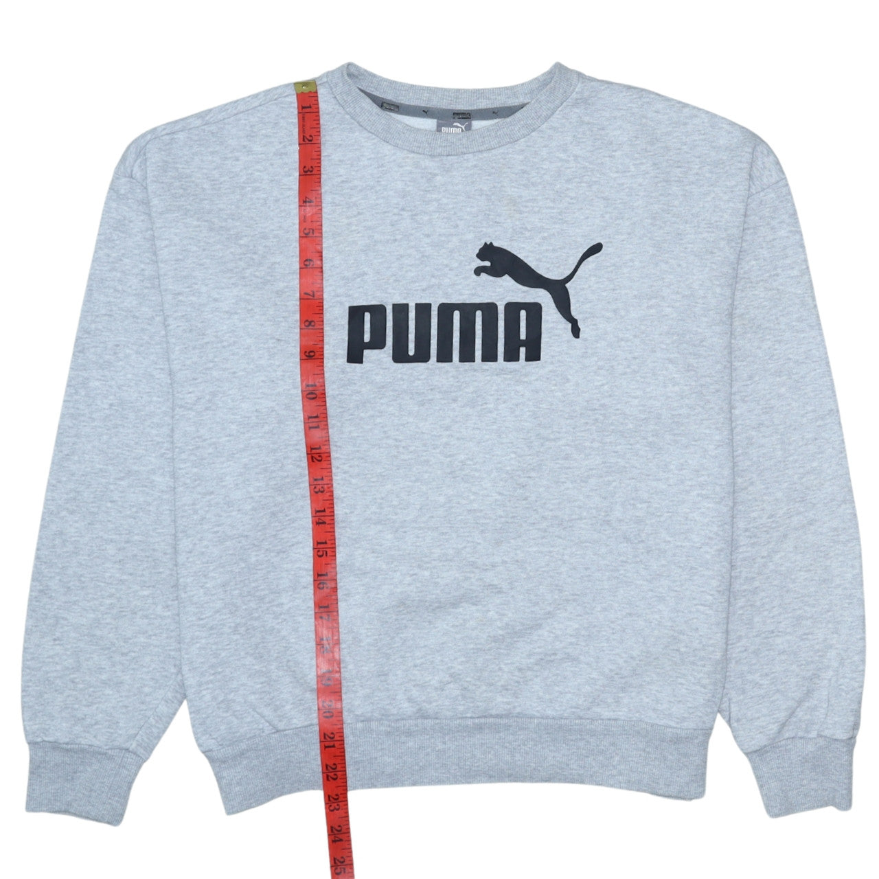 Puma Men's Grey Logo Crew Neck Pullover Sweatshirt Size L