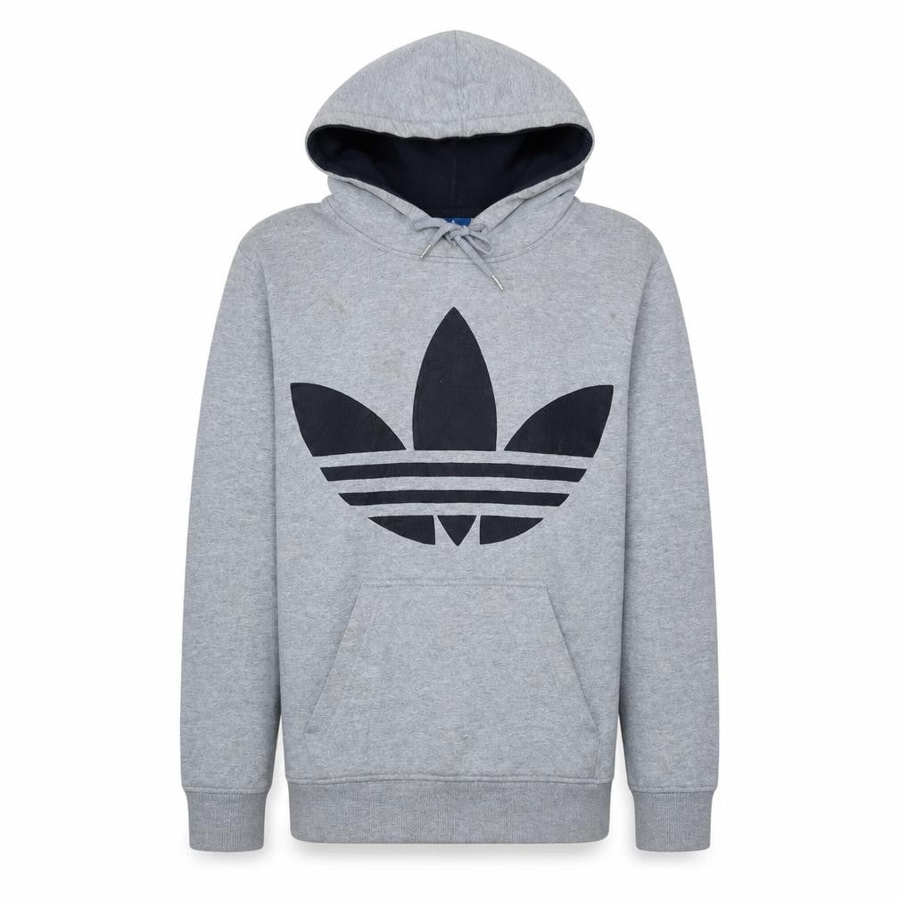 Adidas Men's Grey Pullover Hoodie S Logo Fleece Sweatshirt