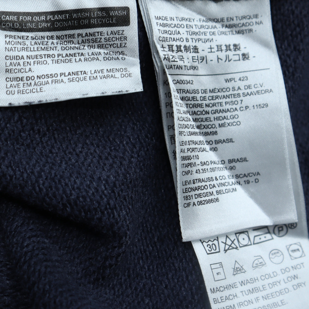 Levi's Men's Blue Red Pullover Hoodie M Logo Fleece Sweatshirt