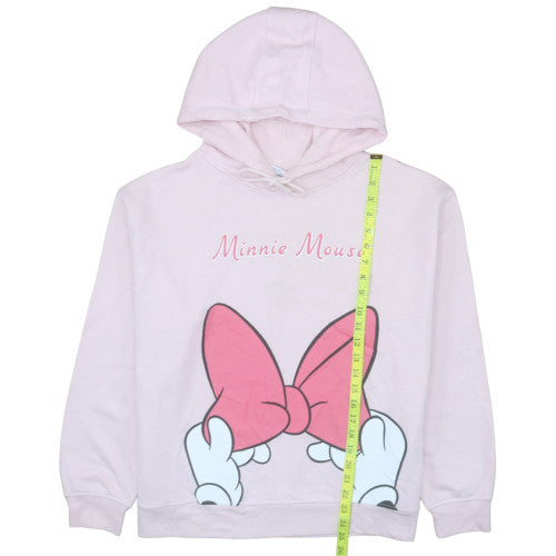 Disney Women Pink Minnie Mouse Hoodie L Pullover Fleece Primark