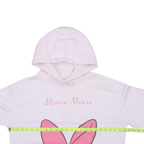 Disney Women Pink Minnie Mouse Hoodie L Pullover Fleece Primark