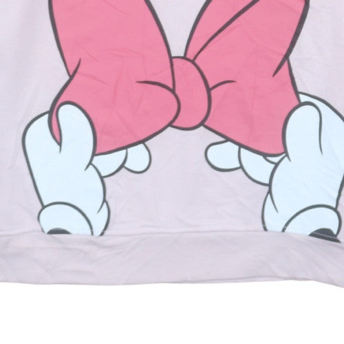 Disney Women Pink Minnie Mouse Hoodie L Pullover Fleece Primark