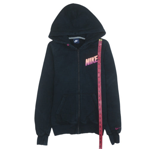 Nike Womens Black Full Zip Hoodie Size M Cotton Blend Lined