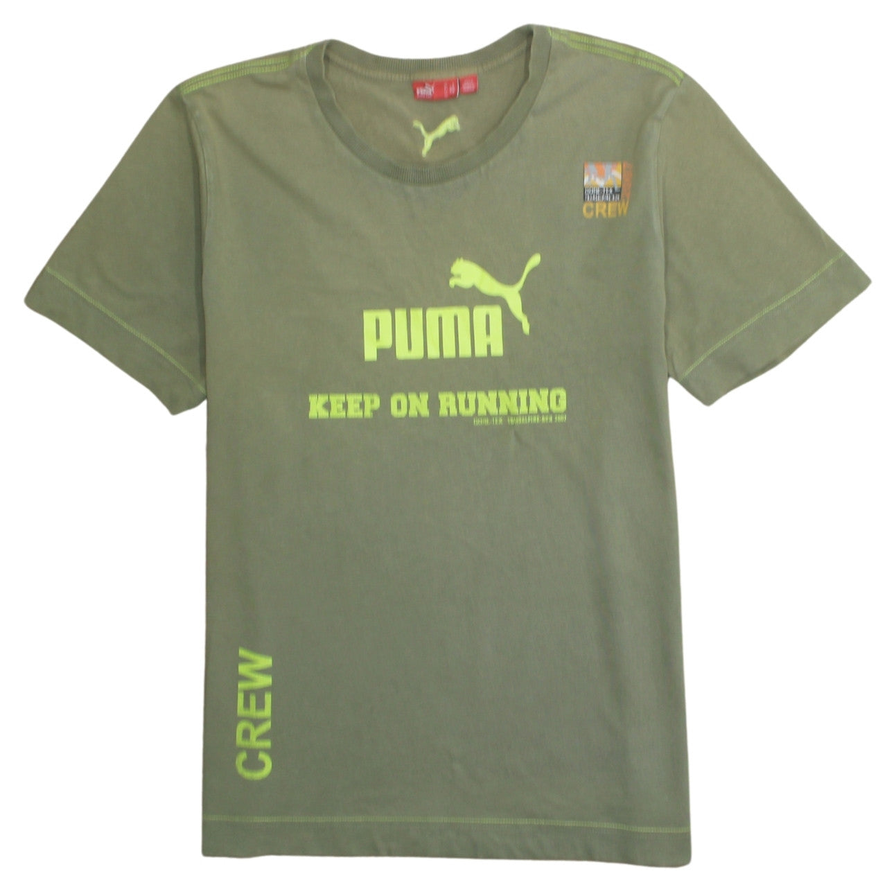 Puma Men's Green Crew Neck Sports Graphic T-Shirt Size L