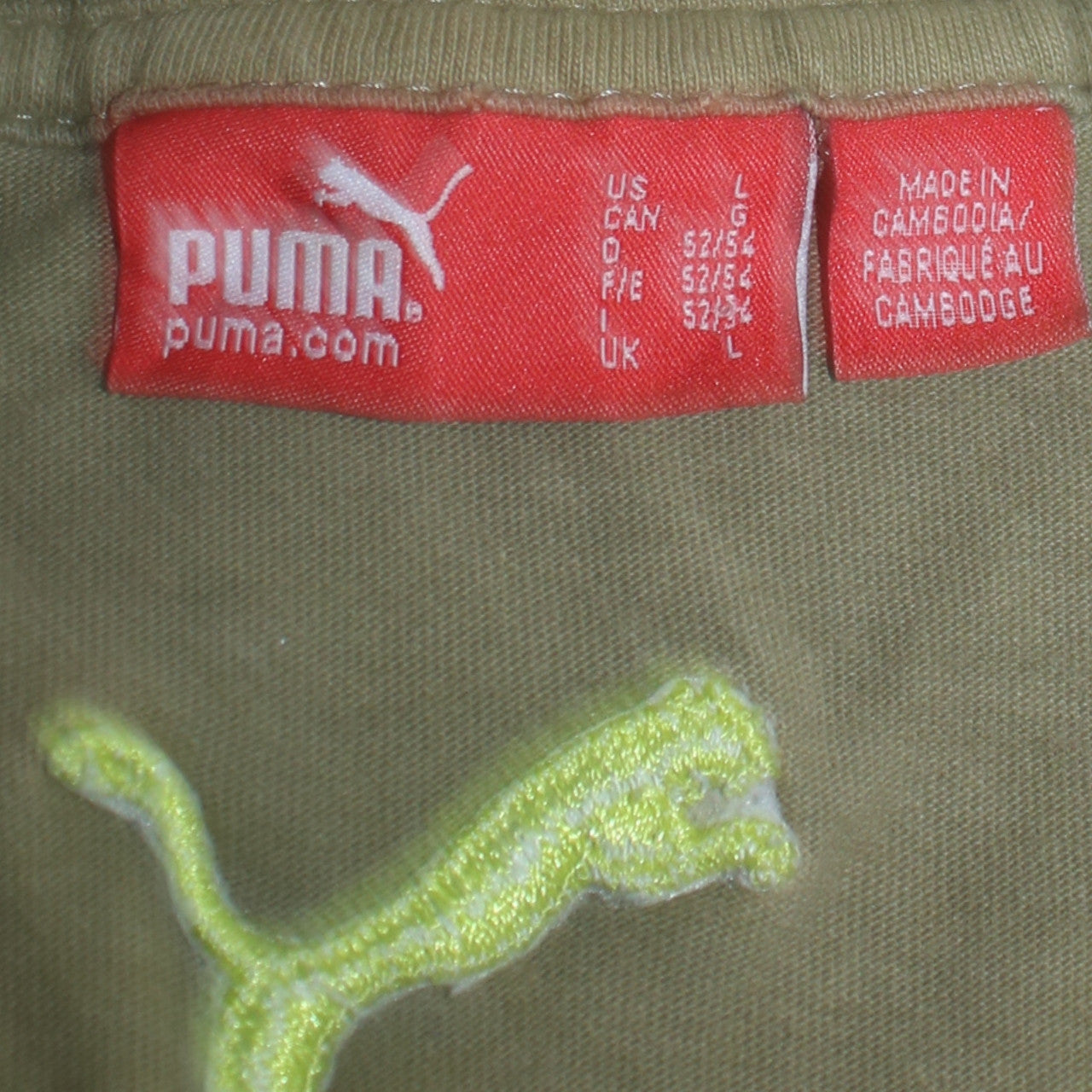 Puma Men's Green Crew Neck Sports Graphic T-Shirt Size L