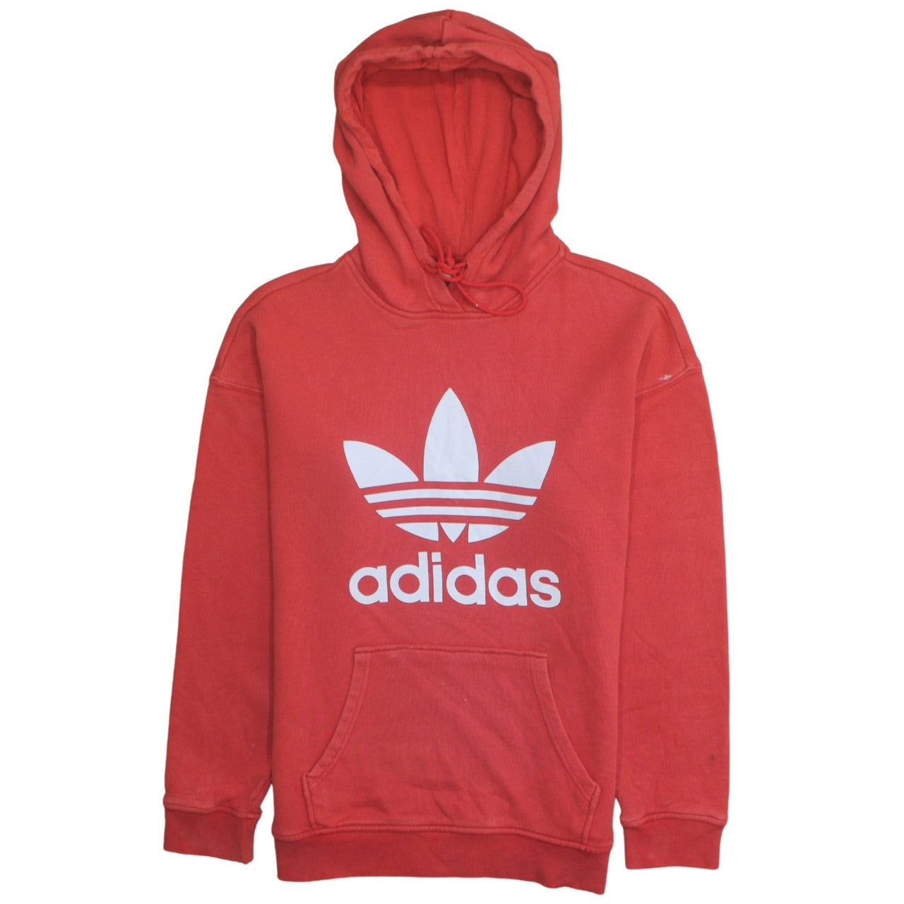 Adidas Womens Red Pullover Hoodie Size 12 Graphic Trefoil Logo