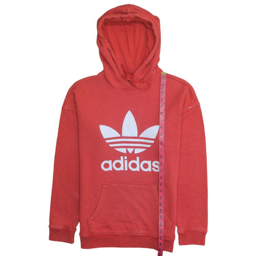 Adidas Womens Red Pullover Hoodie Size 12 Graphic Trefoil Logo