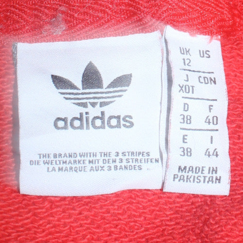 Adidas Womens Red Pullover Hoodie Size 12 Graphic Trefoil Logo