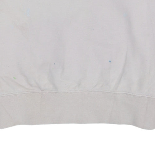 Champion Mens Beige Crew Neck Pullover Sweatshirt Large Logo Cotton Blend