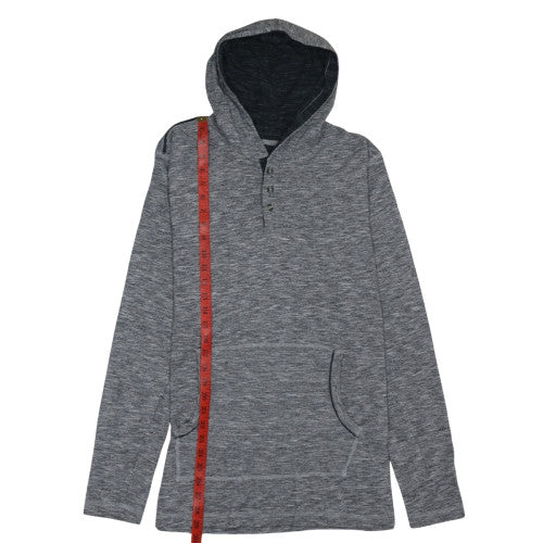 Lee Mens Grey Henley Hoodie Large Cotton Blend Pullover