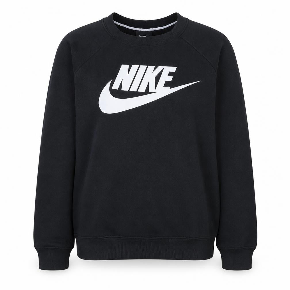 Nike Womens Black Medium Pullover Sweatshirt Crew Neck Logo Fleece
