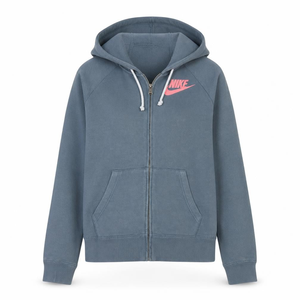 Nike Women Blue Full Zip Hoodie Medium Cotton Blend