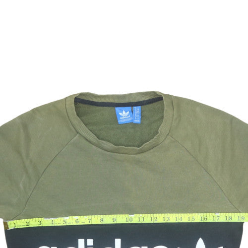 Adidas Women’s Khaki Crew Neck Sweatshirt Size 6 XS Logo Print