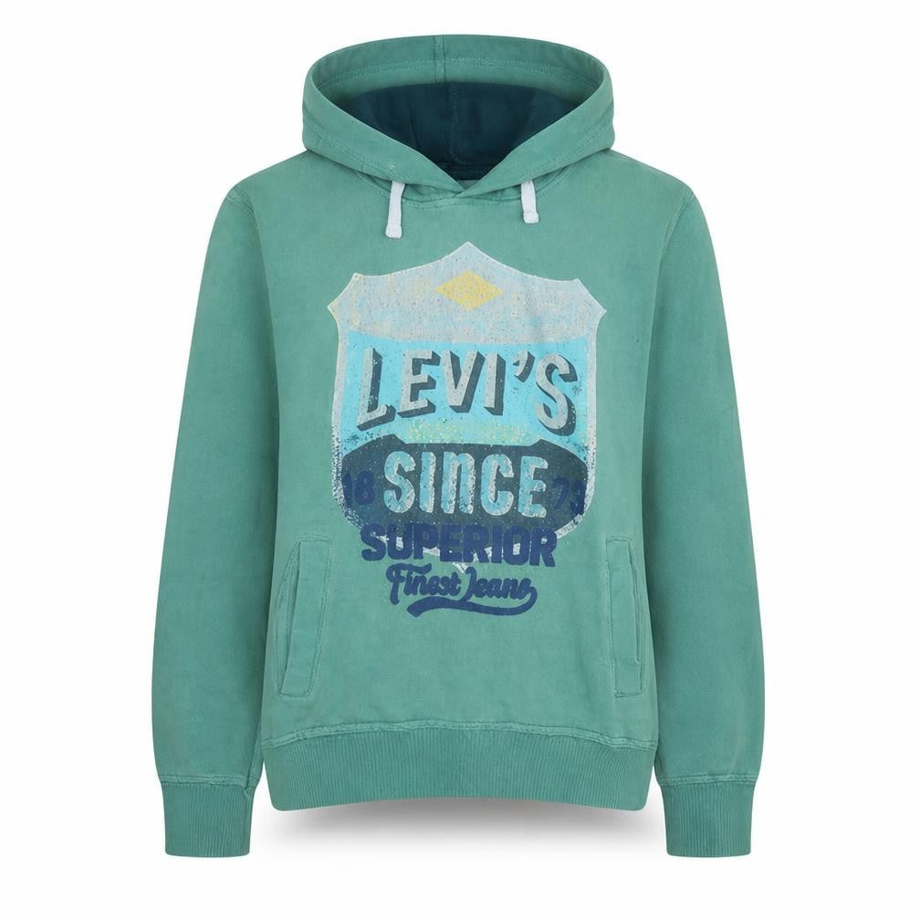 Levi's Womens Green Pullover Hoodie Cotton Size 16 Graphic Print