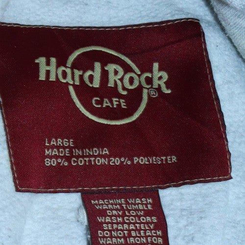 Hard Rock Cafe Men's Grey Pullover Hoodie Large Tenerife Logo