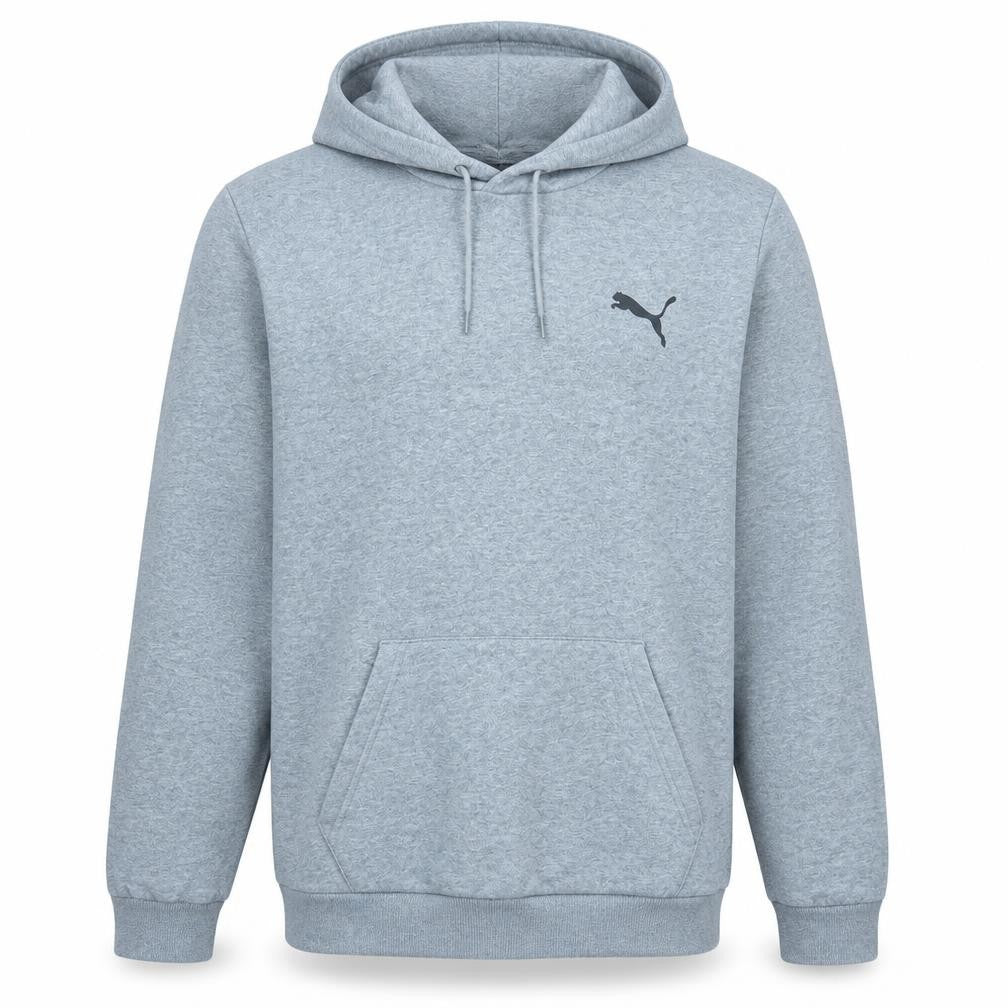 Puma Men's Grey Pullover Hoodie 2XL Regular Fit Logo Fleece Sweatshirt