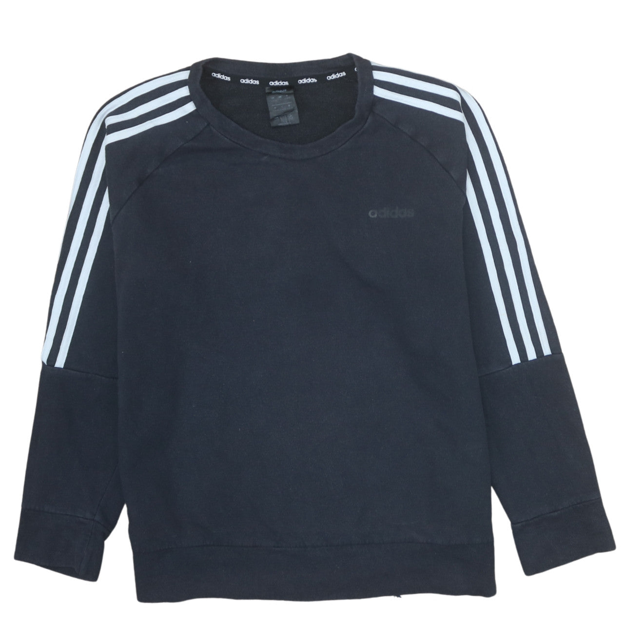 Adidas Women Black Crew Neck Long Sleeve Pullover Sweatshirt Size 14
