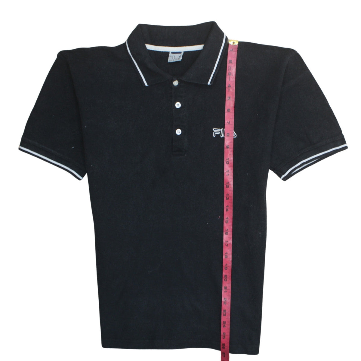 FILA Men's Black Regular Fit Cotton Short Sleeve Polo Shirt M