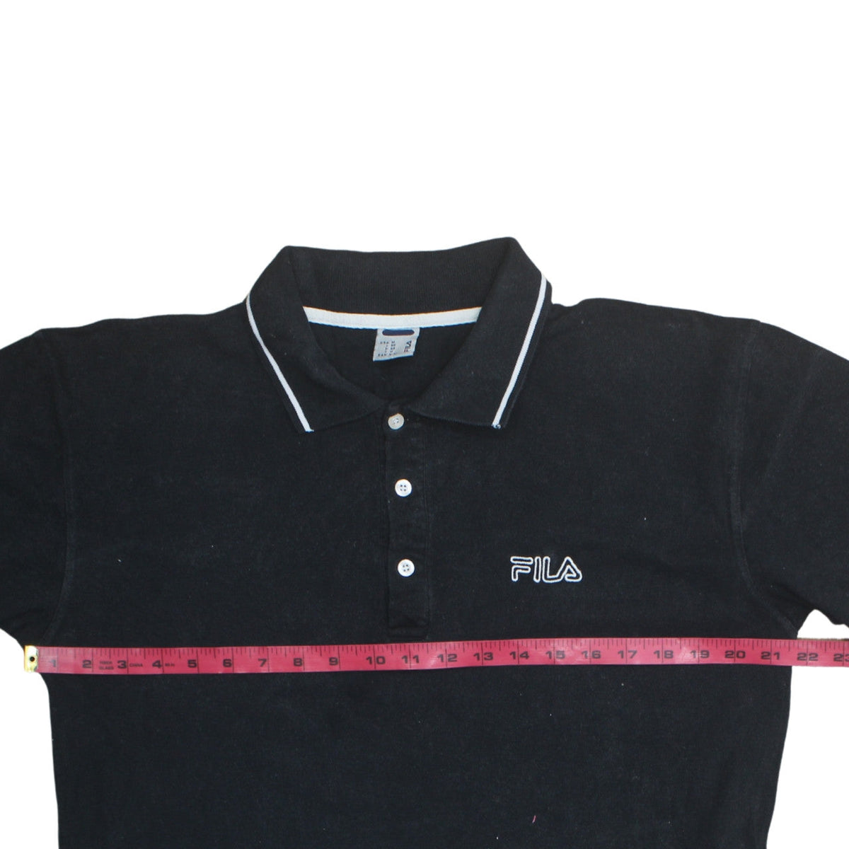 FILA Men's Black Regular Fit Cotton Short Sleeve Polo Shirt M