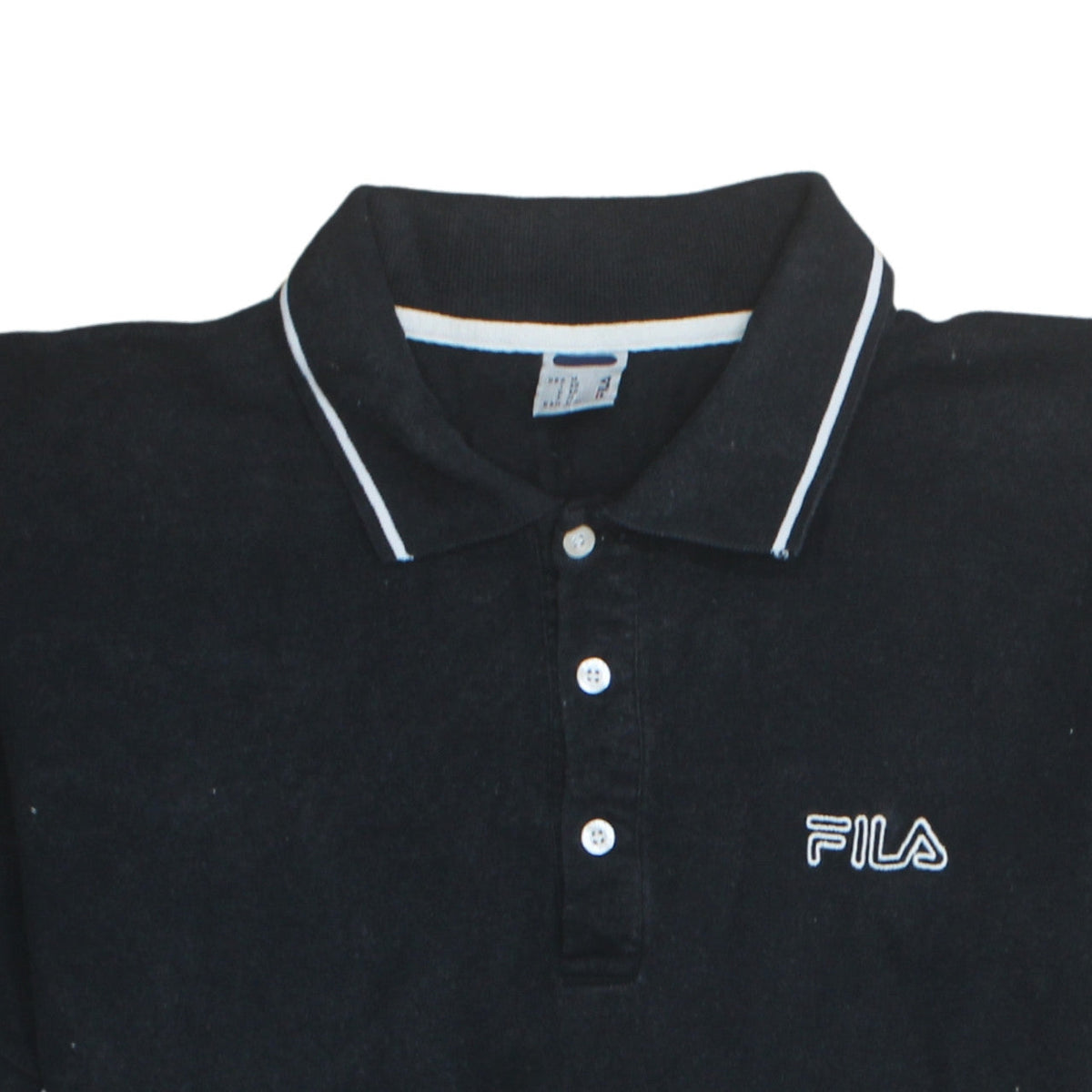 FILA Men's Black Regular Fit Cotton Short Sleeve Polo Shirt M