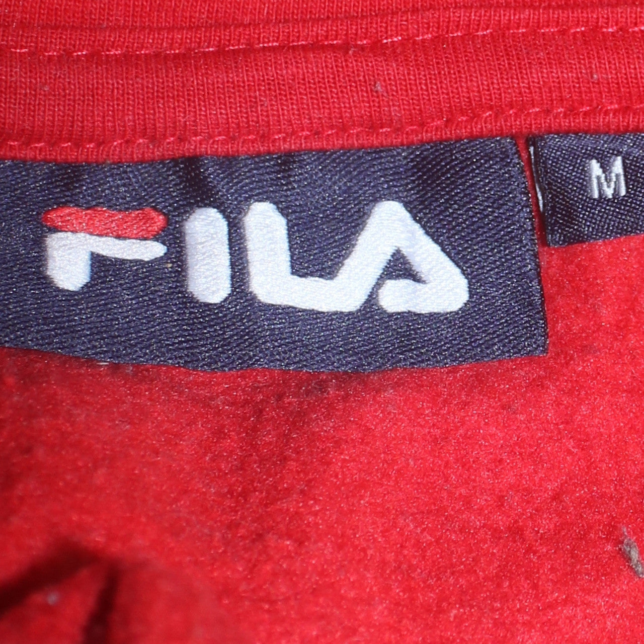 FILA Mens Red Navy Full Zip Hoodie Size M Colour Block Logo Sweatshirt