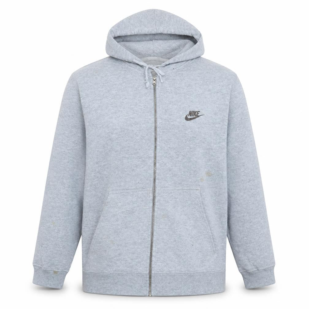 Nike Men's Grey Full Zip Hoodie Size L Regular Fit Sportswear