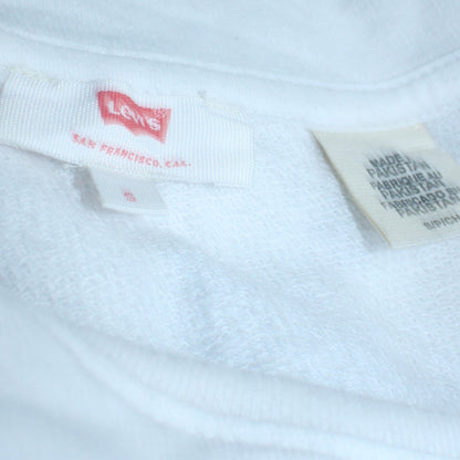 Levi's Women's White Blue Logo Crew Neck Pullover Sweatshirt Size S