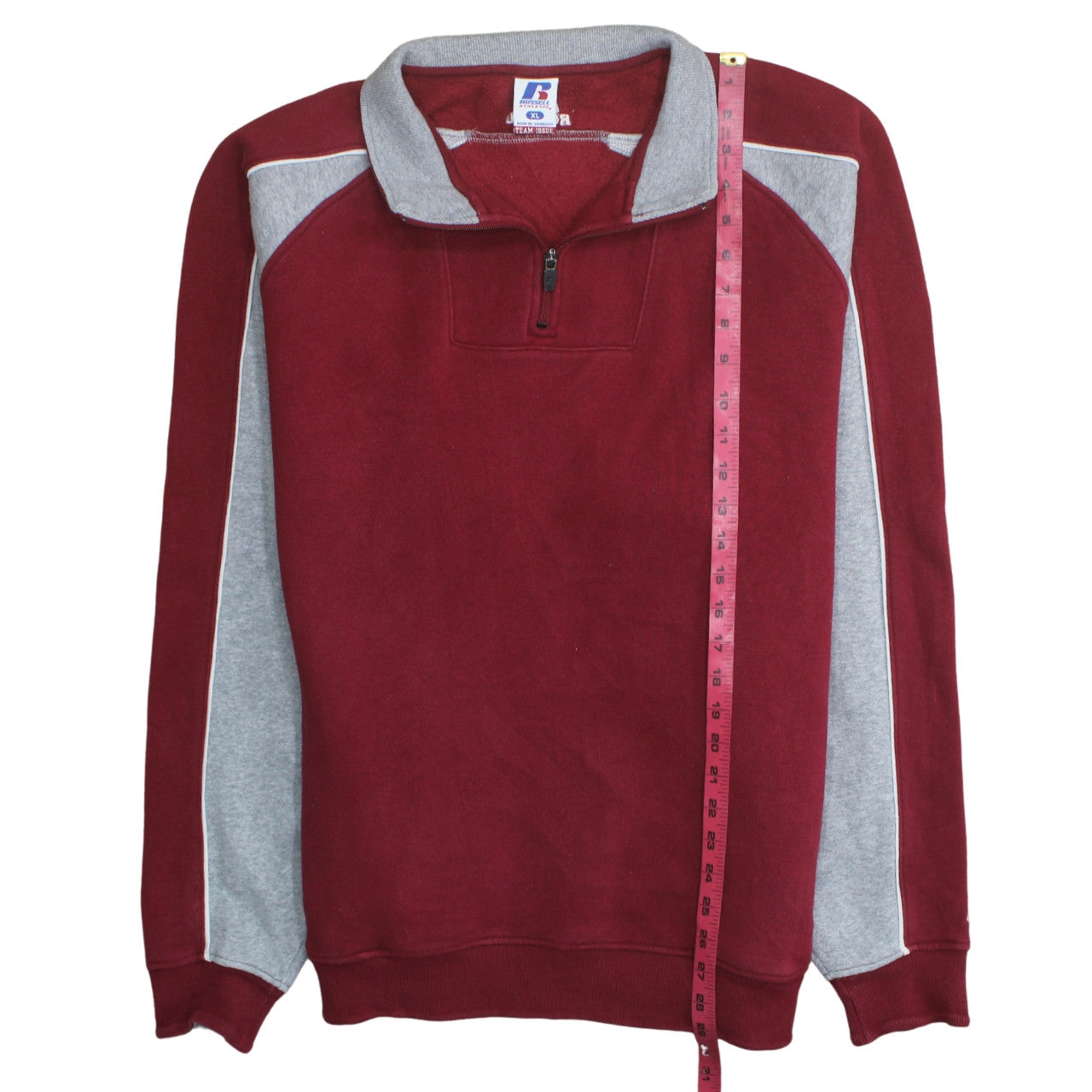 Russell Athletic Men’s Red Grey XL 1/4 Zip Fleece Sweatshirt