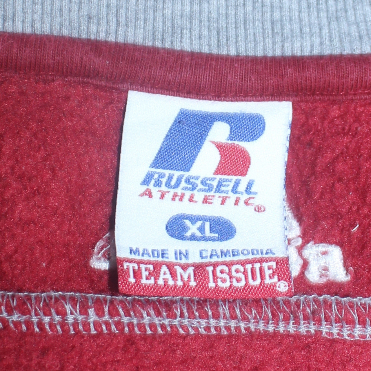 Russell Athletic Men’s Red Grey XL 1/4 Zip Fleece Sweatshirt