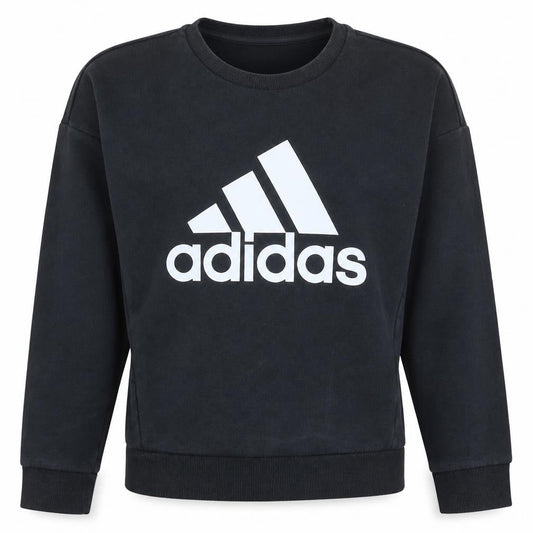 Adidas Womens Black Crew Neck Logo Pullover Sweatshirt Size M