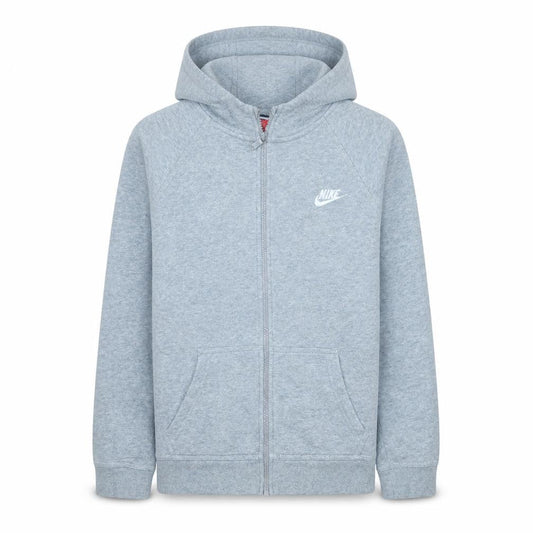 Front view of Nike boys’ grey full zip fleece hoodie 13-15 years