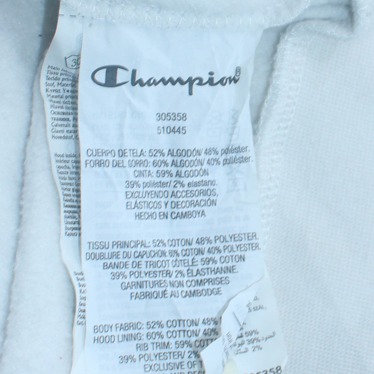 Champion Boys White Pullover Hoodie 2XL Logo Graphic Fleece Sweatshirt