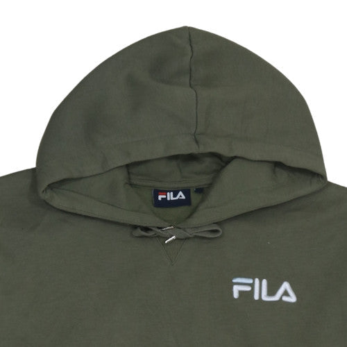 Fila Womens Khaki Green Pullover Hoodie M Embroidered Logo Casual