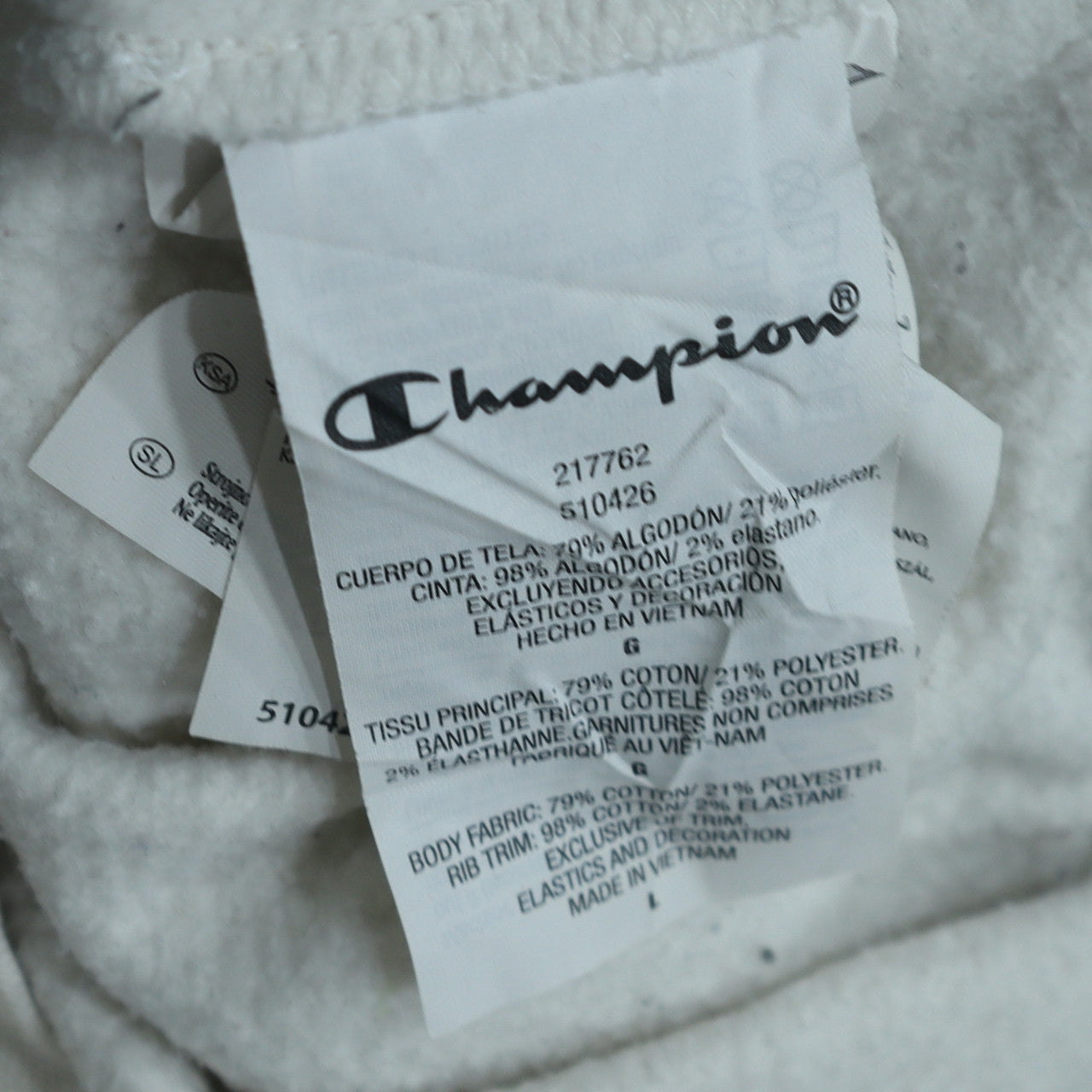 Champion Men's White Pullover Sweatshirt Large Crew Neck Logo Fleece