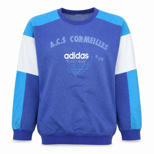 Adidas Women Blue Colourblock Crew Neck Pullover Sweatshirt Size 8