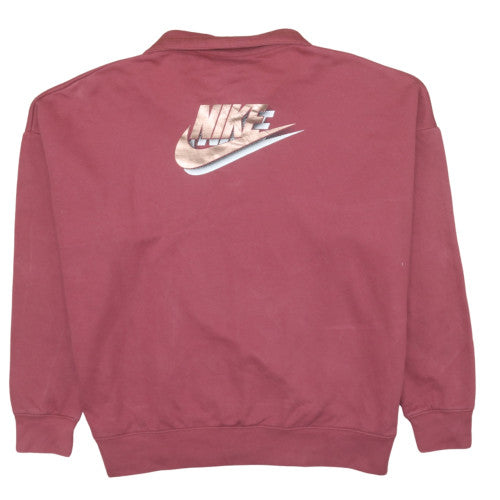 Nike Women’s Burgundy 1/4 Zip Oversized Sweatshirt L