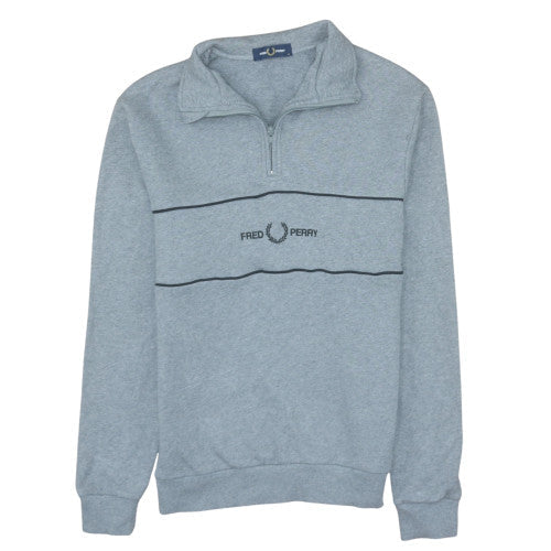 Fred Perry Men's Grey 1/4 Zip Sweatshirt Classic Logo M