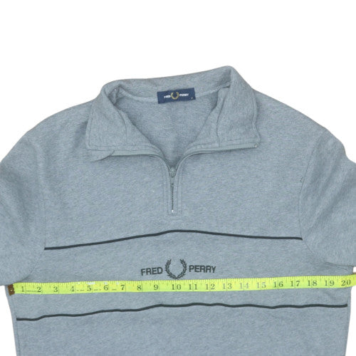 Fred Perry Men's Grey 1/4 Zip Sweatshirt Classic Logo M