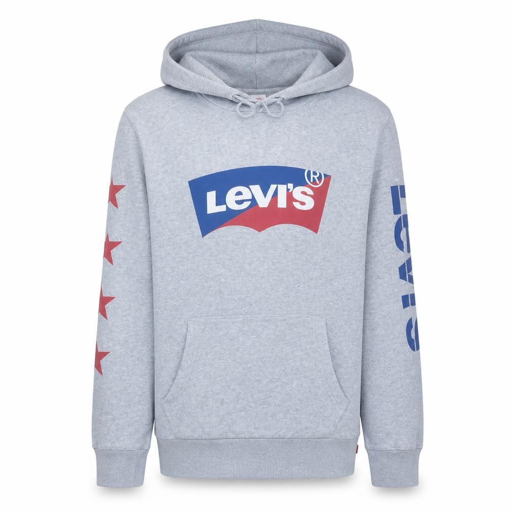 Levi's Men's Grey Pullover Hoodie Medium Graphic Logo Sweatshirt