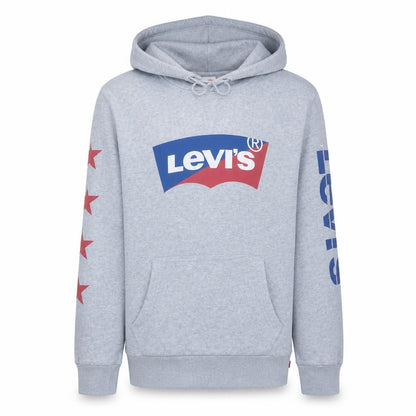 Levi's Men's Grey Pullover Hoodie Medium Graphic Logo Sweatshirt
